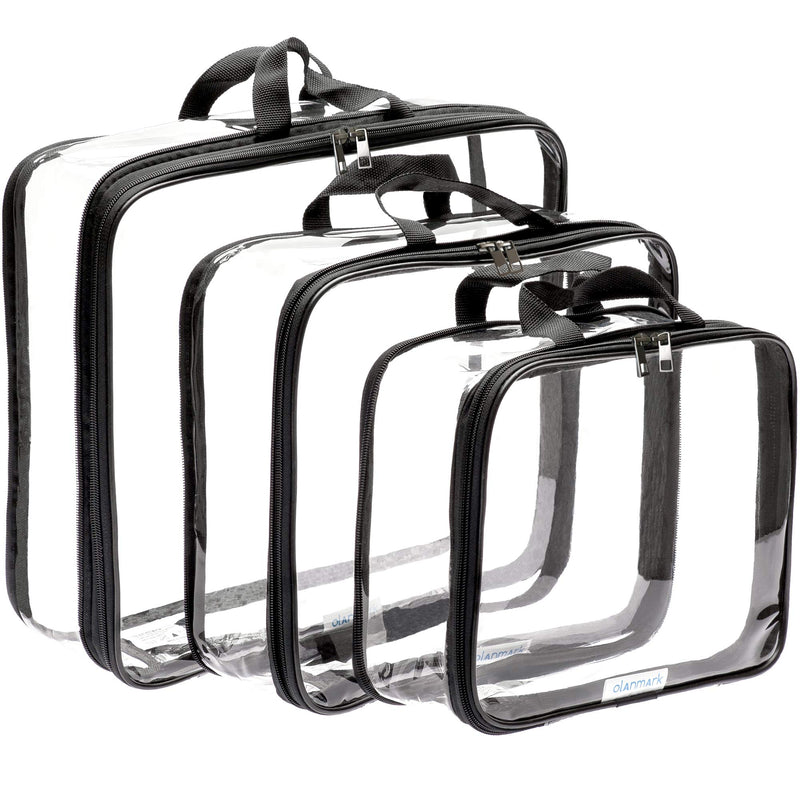 Clear Compression Packing Cubes 3 Set - TSA Approved Toiletry Bag 3-1-1 Clear Travel Cosmetic Bag with Handle