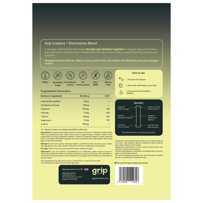 Creatine and Electrolytes Powder | Creatine Monohydrate with Electrolytes for Women & Men | Hydration & Performance | Mixed Berry Flavoured Travel Sachets | 30 Servings Pack Of 30