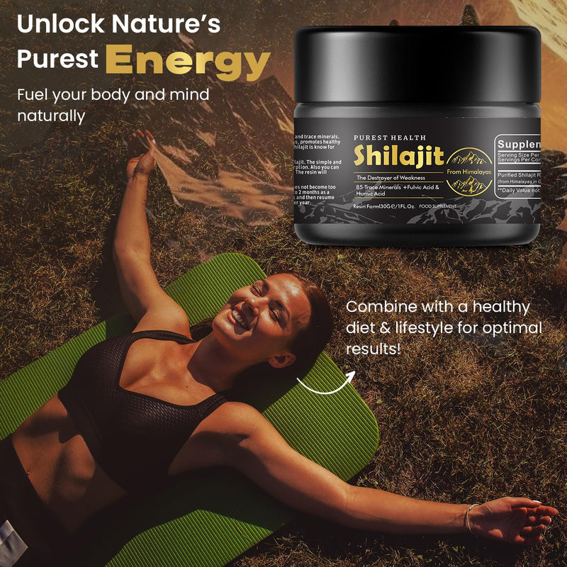 100% Natural Shilajit 30g - Premium Himalayan Resin - Rich in Fulvic & Humic Acid & 85 Trace Minerals - for Optimal Health 30 g (Pack of 1)