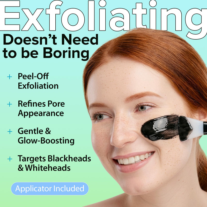 Ebanel Charcoal Peel Off Face Mask Applicator Set, Deep Pore Cleansing Mask | Pore Minimizer Blackhead Remover with Niacinamide, Hyaluronic Acid, Vitamin C, Green Tea, Black Masks Peel Off Gel Mask Charcoal Mask