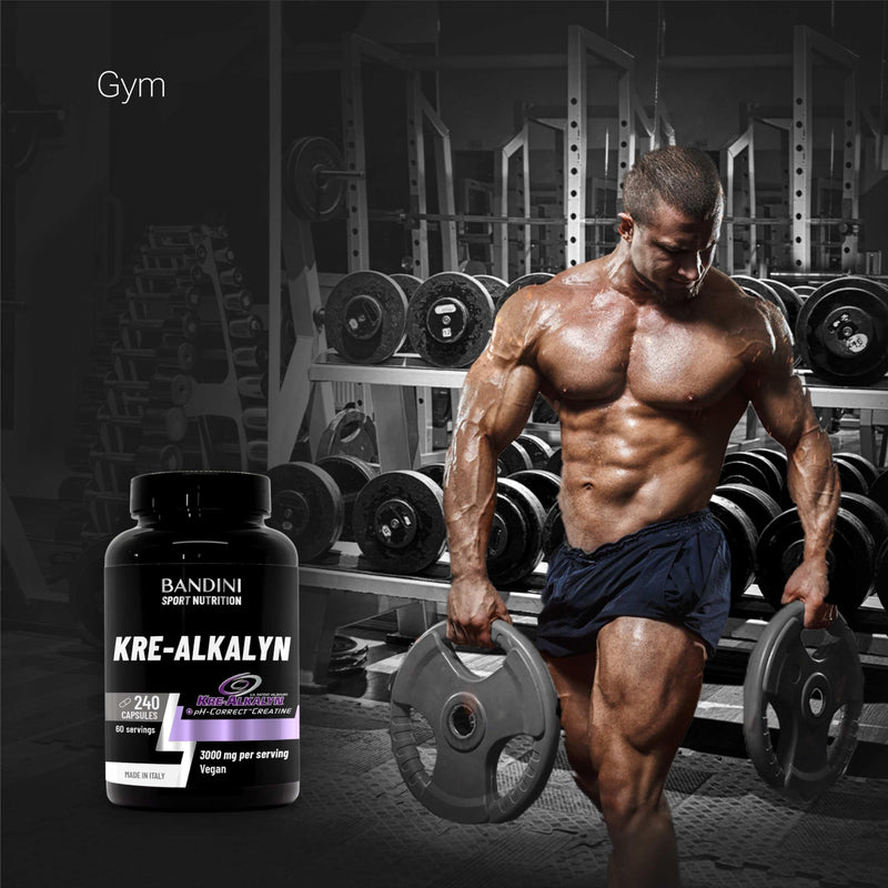 Bandini® Kre-Alkalyn® 240 Capsules (2 Months) - Buffered Alkaline Creatine - Training, Sport, Gym & Pre Workout - 100% Vegan - Kre Alkalyn Based on buffered Creatine Monohydrate - Produced in Italy