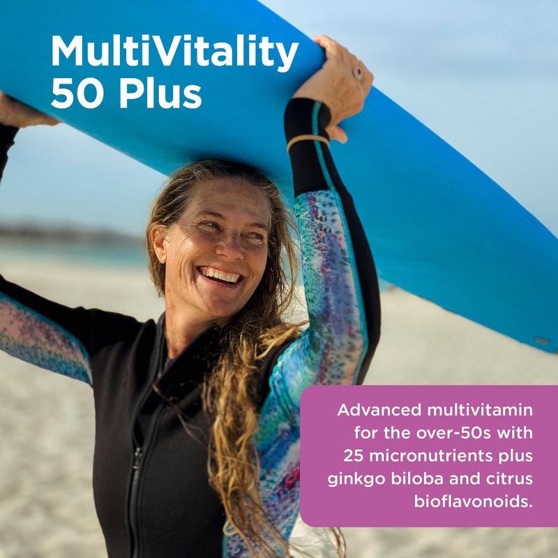 Healthspan Multivitamin 50 Plus | Advance Multivitamin for over-50's | Immune Health Support | 13 Vitamins & 12 Minerals | Ginkgo Biloba & Citrus Bioflavonoids | Vegetarian (90 Tablets) 90 count (Pack of 1)