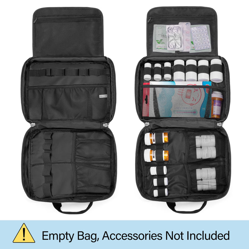 [Australia] - CURMIO Pill Bottle Organizer Portable Medicine Bag, Lockable Prescription Bottle Storage for Pill Bottles, Vitamins, Medical Supplements for Home Storage and Travel, Red (Empty Medicine Bag) 