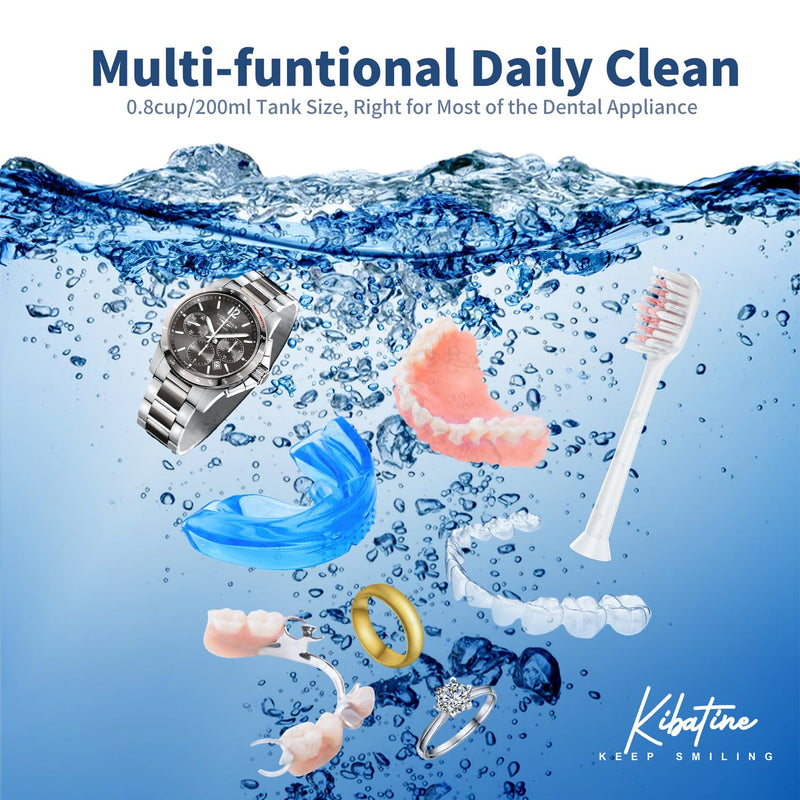 [Australia] - Ultrasonic Retainer Cleaner Machine with 4 UV Lights for Denture Aligner Retainer Mouth Guard Jewelry Rings, Ultrasonic Denture Cleaner for All Dental Appliances White 