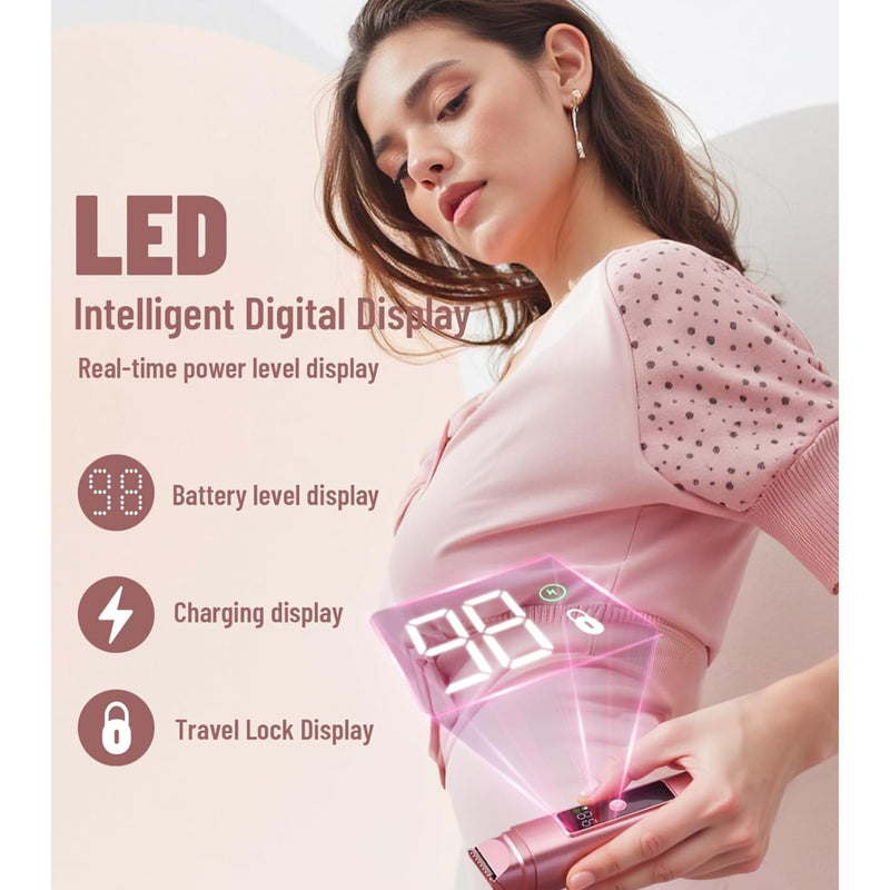 Bikini Trimmer for Women - 2 in 1 Women Electric Shaver Dual Head LED Display IPX7 Waterproof Wet & Dry Use Body Hair Trimmer and Facial Hair Remover for Bikini Underarm, Arm-Body Leg