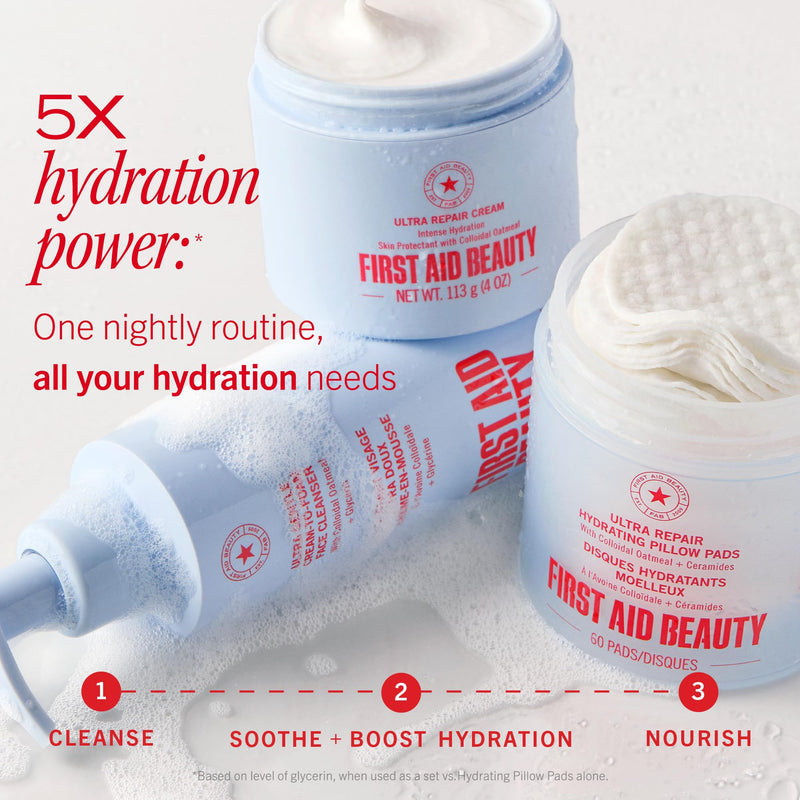 First Aid Beauty Ultra Repair Cream, Intense Hydration - Clinically Tested Face & Body Moisturizer with Colloidal Oatmeal - Supports Eczema & Dry Skin Barrier Repair - Fragrance Free 6 Ounce (Pack of 1) New
