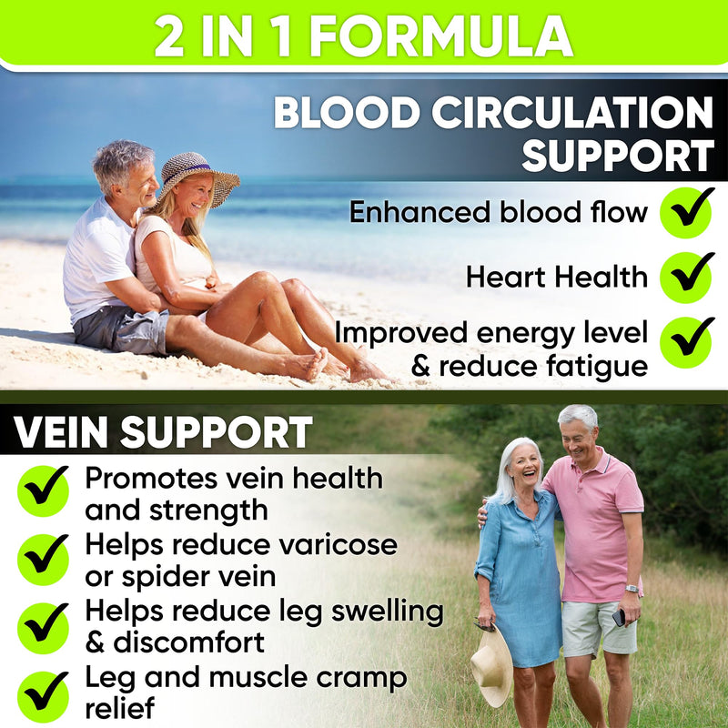 [Australia] - Best Blood Circulation Supplements and Vein Support-Blood Flow, Leg Circulation, Heart Health, and Varicose Veins.with Butcher's Broom, and Diosmin.Helps Reduce Swelling & Discomfort in Legs.90 Caps. 