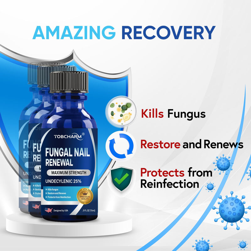 Toenail Fungus Treatment Extra Strength with 25% Undecylenic Acid & Tea Tree Oil, Nail Fungus Treatment for Toenail & Fingernails, Antifungal Nail Treatment for Damaged Nails and Thick Toenails- 2Pcs 0.5 Fl Oz (Pack of 2)