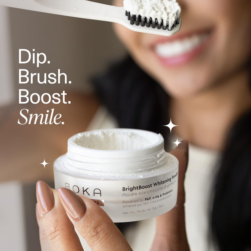 Boka Teeth Whitening Powder with Nano Hydroxyapatite 1pack | Toothpaste alternative for sensitive teeth, formulated with essential oils, probiotics, multivitamins, and aloe 0.5 Ounce (Pack of 1)