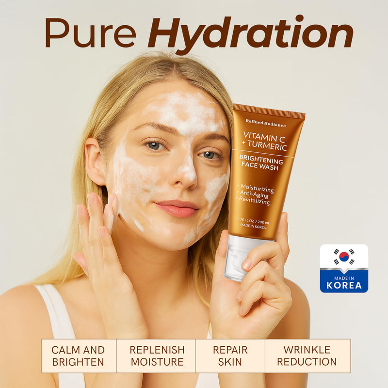 Vitamin C & Turmeric Face Wash – Dermatologist Tested, Anti-Aging, Korean Skin Care – Evens Skin Tone, Reduces Dark Spots, Boosts Radiance – Clean Vegan Beauty – 200 ML Vitamin C & Turmeric