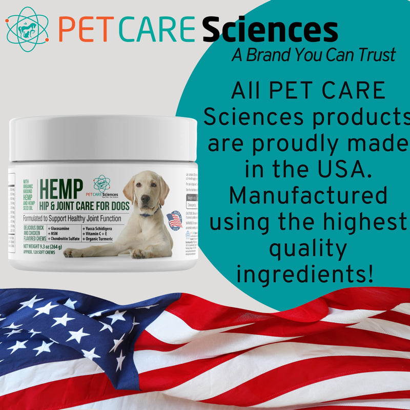 Approx 120 Hemp Chews for Dogs - Dog Hip and Joint Supplement - Pain Relief for Dogs - Senior Old Dog Vitamins and Supplements - Hemp Calming Treats for Dogs 264 Gram - PawsPlanet Australia