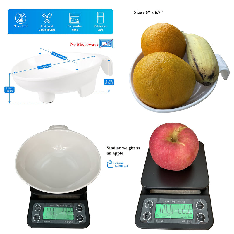 [Australia] - Adaptive Scoop Plate with Handle - Non-Skid Melamine Bowl for Disabled Adults, One-Handed Plates for Elderly with Tremor, Arthritis or Parkinson's, 6 Inch, Spill-Proof, by Senior ICare 