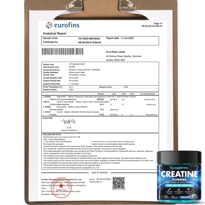 Supplmnt. Creatine Gummies 5000mg Lab-Tested 120ct Max Strength Muscle Growth/Recovery Supplements for Men & Women Creatine Monohydrate B12 & L-Taurine Vegan Gym Pre Workout Gummies, Blueberry