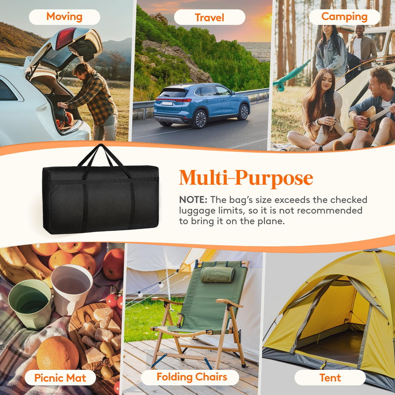 Lifewit 120L Extra Large Storage Duffle Bag for Traveling, Foldable Moving Bag with Zippers and Handles, Heavy Duty Storage Bags Big Totes for Travel Camping, Storage Bins with Lids for Luggage 2 Pack