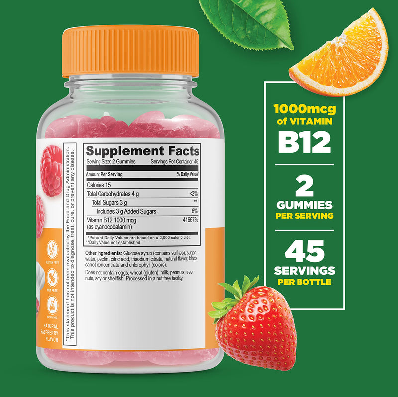 Lifeable Vitamin B12 Kids + Magnesium Kids, Gummies Bundle - Great Tasting, Vitamin Supplement, Gluten Free, GMO Free, Chewable Gummy