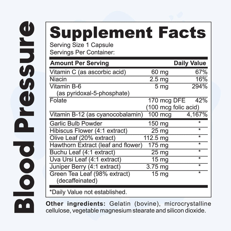 [Australia] - Blood Pressure Support Supplement with Garlic, Hibiscus, and Hawthorn - Supports Cardiac Health and Circulation, Healthy Heart-Supporting Herbs and Vitamins - 90 Capsules, 3 Months Supply. 