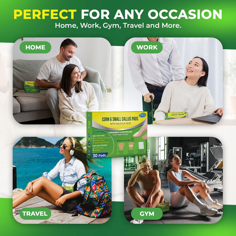 [Australia] - Corn Remover Pads for Feet Toes: 30 Pack 40% Salicylic Acid Extra Strength Treatment - Fast Effective Medicated Bandages for Adults Seniors Teens Athletes Runners Hikers Workers Men Women 30 Count Fresh Green 