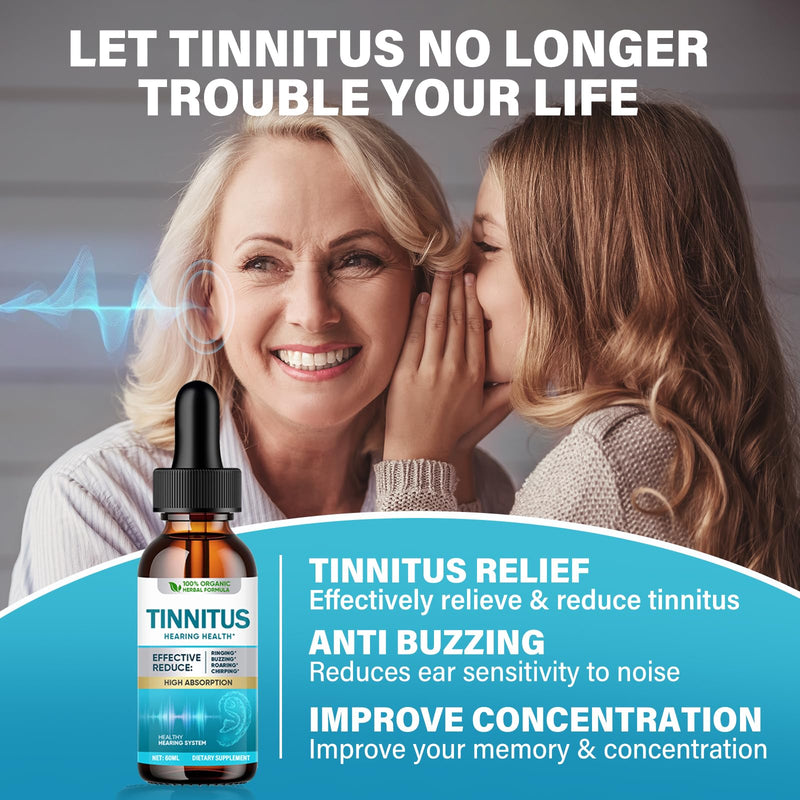 [Australia] - Green Hills Tinnitus Relief for Ringing Ears, Natural Ear Ringing Relief for Clogged Ears, Reduce Ear Noise & Improve Hearing, 60ml 