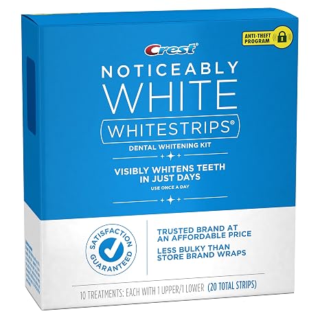 Crest 3D Whitestrips, Noticeably White, Teeth Whitening Strip Kit, 20 Strips (10 Count Pack)