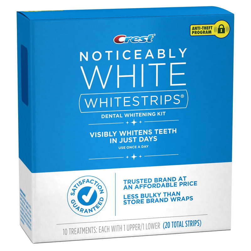 Crest 3D Whitestrips, Noticeably White, Teeth Whitening Strip Kit, 20 Strips (10 Count Pack) Unflavored 20 Count (Pack of 1)