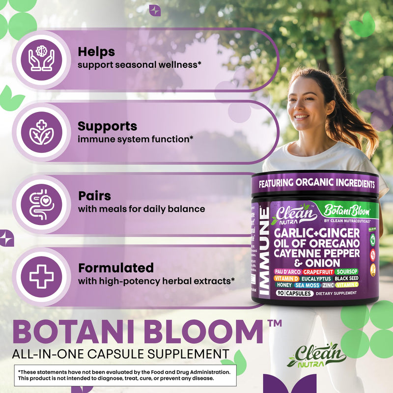 [Australia] - Clean Nutra Garlic Ginger Oil of Oregano Cayenne Pepper Grapefruit Soursop Black Cumin Sea Moss Black Pepper Vitamin C and Zinc VIT C Detox Gut Health Black Seed Cleanse 90 Vegan Capsules 