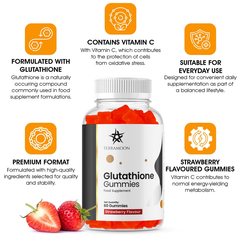 L Glutathione Gummies, 1000mg, Strawberry Flavour, 60 Gummies, 30 Day Supply, Non-GMO
