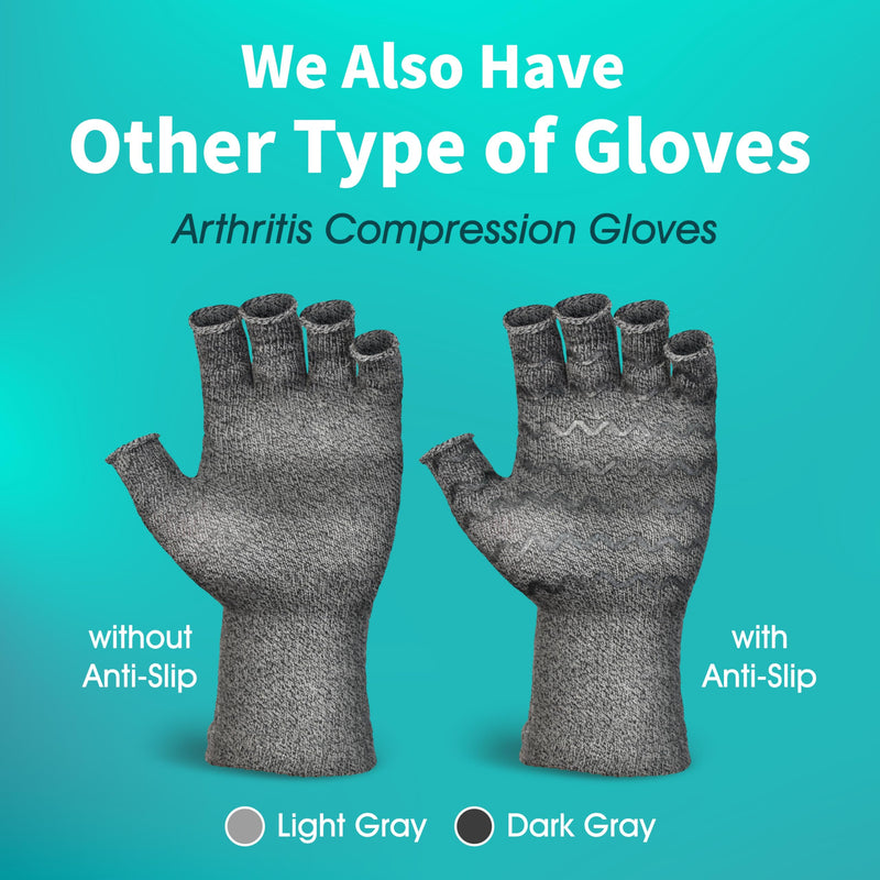 [Australia] - VITAL SALVEO Fingerless Recovery Gloves Stretchy Hands Office Unisex Half Finger Typing Texting Circulation Gloves (Pair) Dark Grey Large 