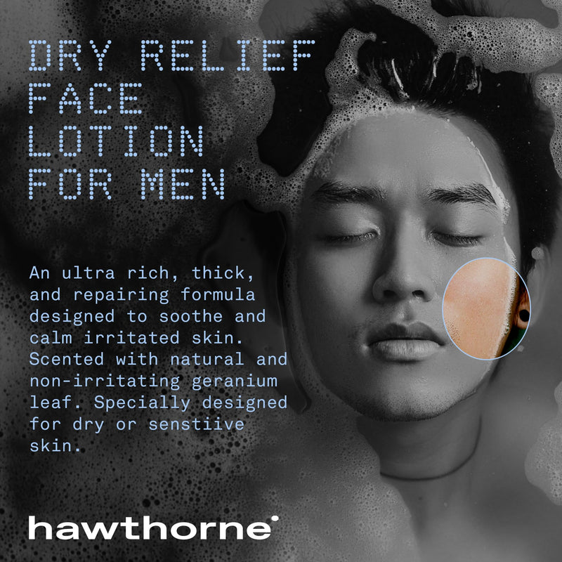 Hawthorne Men's Ultra Moisturizing Dry Relief Face Lotion For Dry, Sensitive Skin. Made With Shea Butter and Almond Oil. Natural Ingredients, Vegan, Sulfate Free. 2-Pack, 4 Fl. Oz. Each 4 Fl Oz (Pack of 2)
