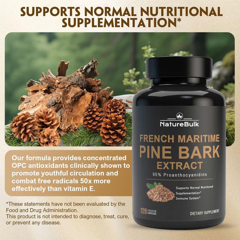 [Australia] - French Maritime Pine Bark Extract 400 mg, 95% Proanthocyanidins - Standardized 30X Extract, 120 Vegan Capsules 