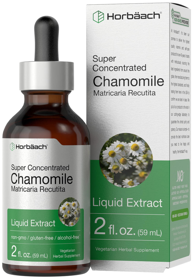 Horbäach Chamomile Extract Liquid | 2 fl oz | Alcohol Free Supplement | Vegetarian, Non-GMO, Gluten Free Tincture 2 Fl Oz (Pack of 1)