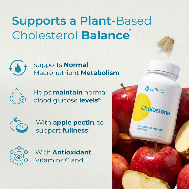 Cholestone Plant Sterol Complex to Support Normal Cholesterol Levels | 2100mg per Serving with Garlic, Apple Pectin, Flaxseed Oil & Vitamins C & E | 90 Vegan Tablets