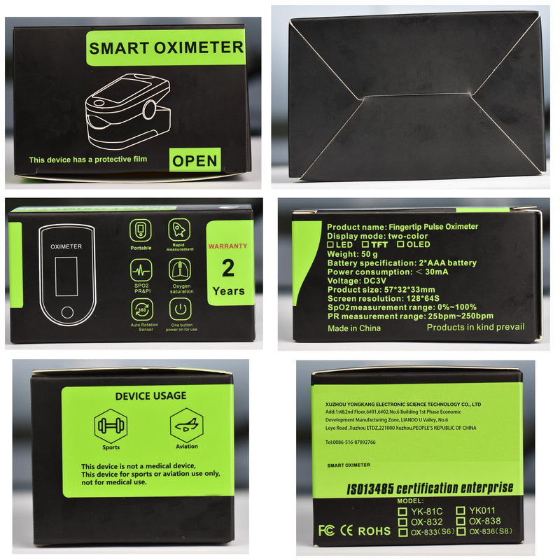 Pulse Oximeter Fingertip Rechargeable, Pulse Oximeter and Oxygen Monitor with OLED Screen, Accurate and Fast SpO2 and Heart Rate Monitor, Pulse Ox with Two Straps and Charing Cable