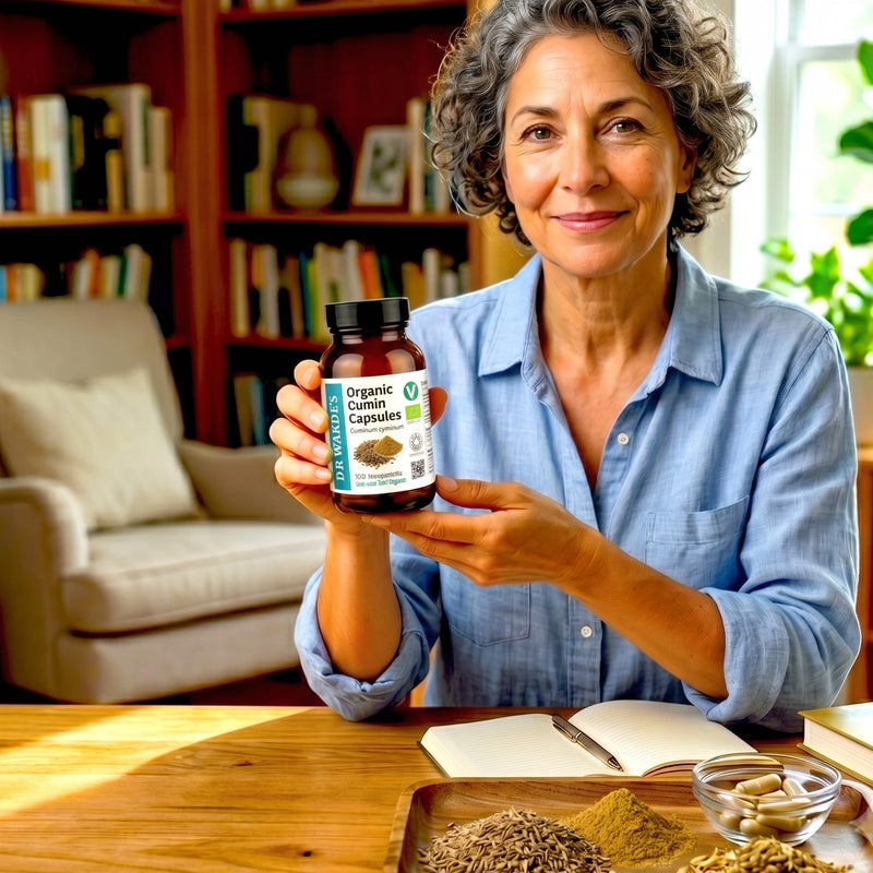 DR WAKDEs Organic Cumin Seed Capsules I 60 Veg Capsules I Herbal Supplement I Vegan Friendly I Ayurveda