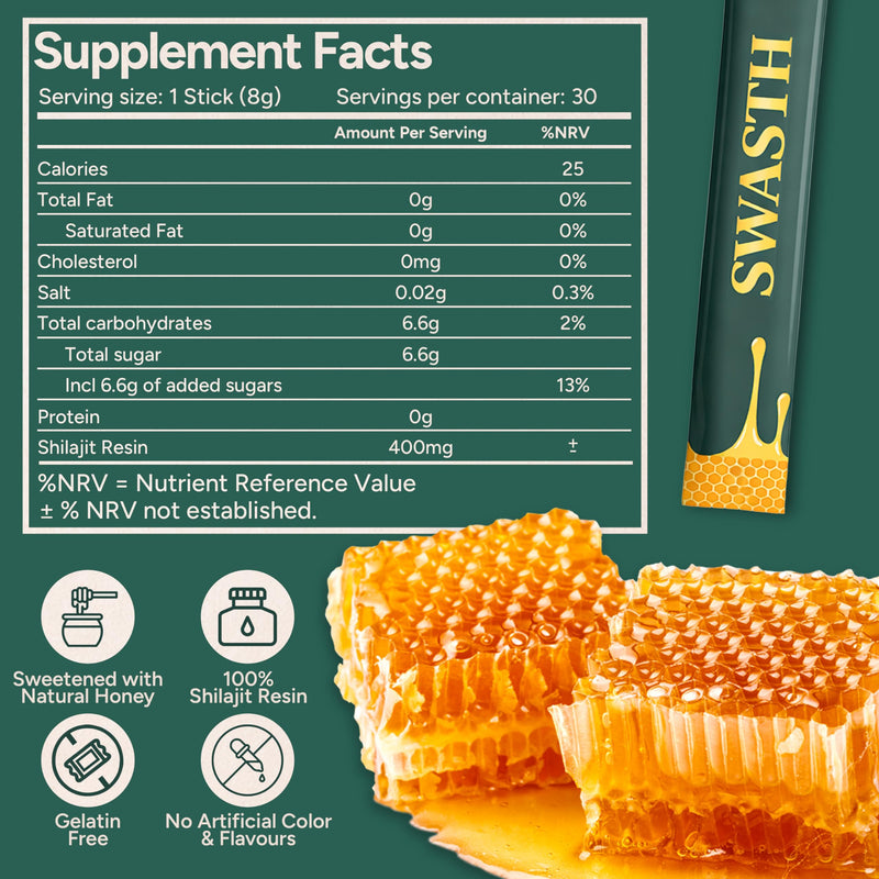 Shilajit Honey Sticks 30 Pack - Pure Himalayan Shilajit Resin with Saffron & Natural Honey | 75% Fulvic Acid, 85+ Trace Minerals | Individually Wrapped | Energy & Vitality for Men & Women Shilajit Honey Sticks