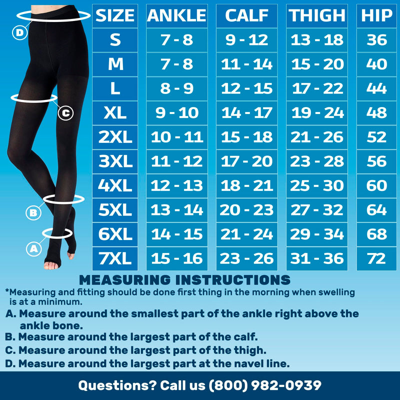 [Australia] - ABSOLUTE SUPPORT Compression Tights for Women 20-30mmHg with Open Toe - Opaque Graduated Support Pantyhose for Swelling, Edema, Varicose Veins Circulation during Pregnancy - Black, Large - A214BL3 