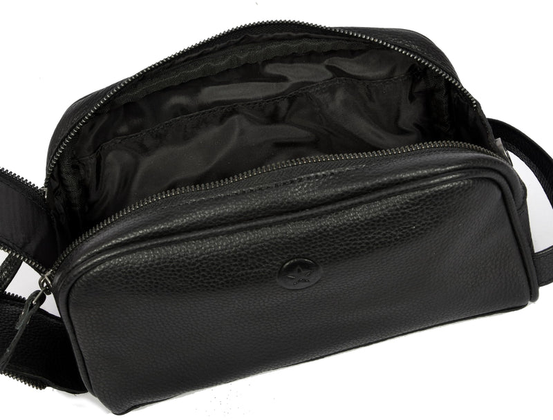 10" Premium Leather Toiletry Travel Pouch With Waterproof Lining | King-Size Handcrafted Vintage Dopp kit By Aaron Leather Goods (Jade Black) Jade Black