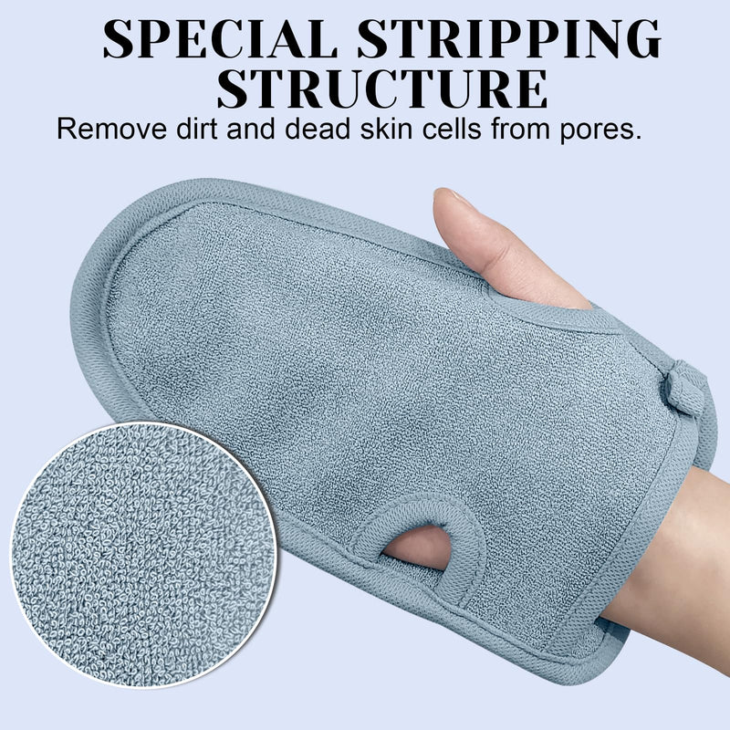 [Australia] - Pack of 2 peeling gloves, exfoliating gloves, hammam gloves, peeling, massage gloves, shower sponge for peeling and body scrub (grey) 