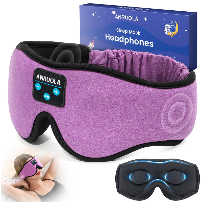 [Australia] - 3D Bluetooth Sleep Mask & Wireless Headphones for Side Sleepers, Comfortable Eye Mask for Sleeping, Meditation & Relaxation, Idea Gift for Men Women Grapepurple 