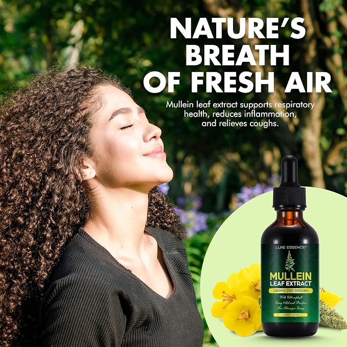 Mullein Drops for Lungs 300,000‬mg, Lung Detox & Cleanse, 16 in 1 Vegan Mullein Leaf Extract Tincture with Chlorophyll, Elderberry, etc, Natural Herbal Supplement for Respiratory, Immune, 30 Servings Natural Flavor 2 Fl Oz (Pack of 1)