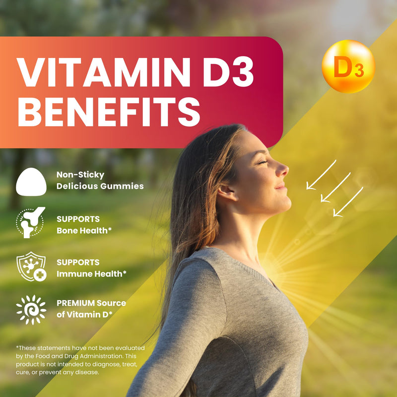 Zaytun Halal Vitamin D3 2000 IU Gummies, Supports Bone & Immune Health, Promotes Muscle Function, Gluten & Gelatin Free, 90 Natural Fruit Flavor Gummies, Made in USA - Halal Vitamins 1