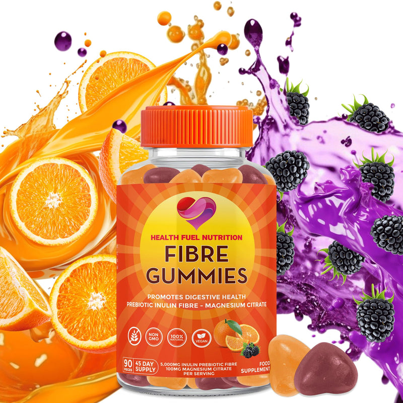 Inulin Fibre Gummies - (90 per Bottle - 45 Day Supply) 5,000mg Inulin 100mg Magnesium Citrate Per Serving - Fiber Gummies - Fibre Supplement - Fiber Supplement - Gut Health
