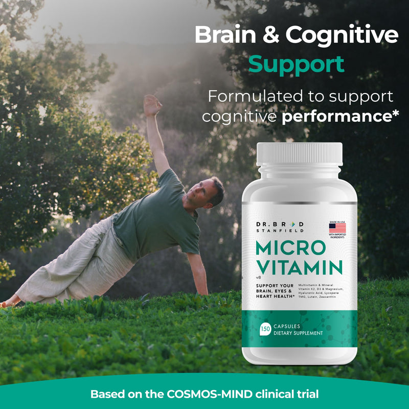 Dr Brad MicroVitamin | Methylated Multivitamin + Lutein/Zeaxanthin + D3/K2 | B-Complex (P5P, Methylfolate, Methyl-B12) + Chelated Trace Minerals + Magnesium Taurate + TMG + Hyaluronic Acid + Lycopene