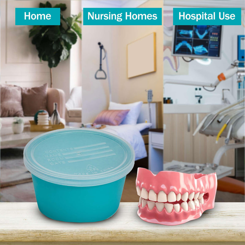 [Australia] - Denture Cup with Lid - Pack of 2 Denture Cases - Retainer and False Teeth Container Bath for Travel, Nursing Home, and Hospital Use 2 Pack 