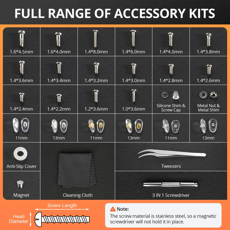 [Australia] - JOREST Eyeglass Repairing Kit, Eyeglass Repair Tool Kit including Small Screws, Nose Pads, Tweezer, Cleaning Cloth and Precision Screwdrivers Suitable for Eyeglasses, Sunglasses, and Rimless Glasses 