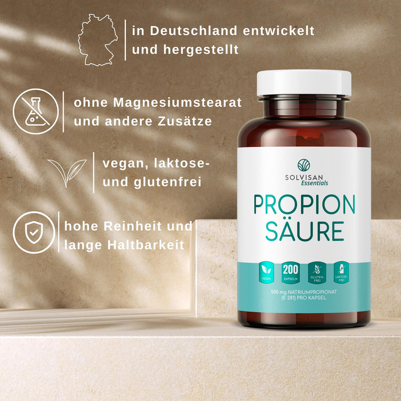 [Australia] - Solvisan propionic acid capsules with sodium propionate 500mg - 200 capsules - pure and vegan 