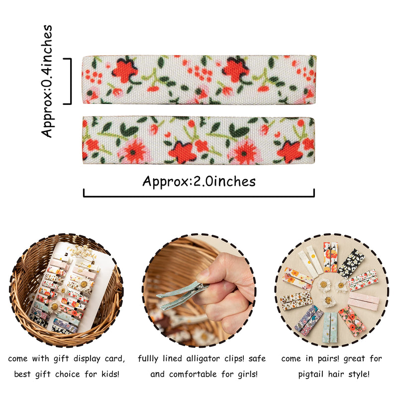 [Australia] - FANCY CLOUDS Hair Clips for Girls Women Toddler Baby,Assorted 20Pcs Flower Fabric Fully Lined Small Alligator Clips Hair Accessories for Teens Child Kids Gifts flower print 