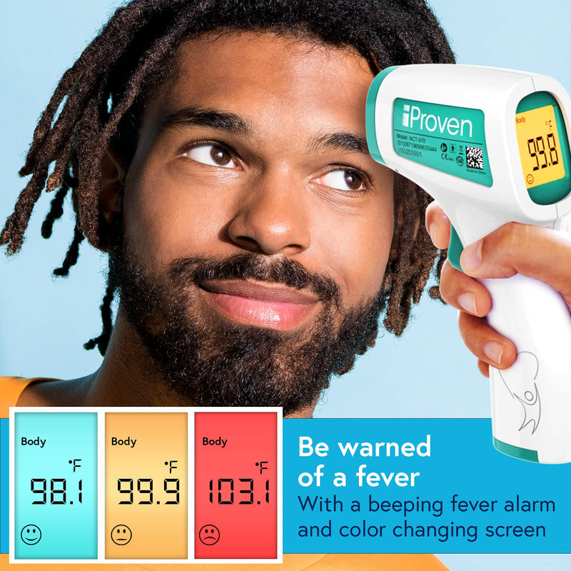[Australia] - Infrared Forehead Thermometer for Adults and Infants, FSA HSA Eligible, Touchless iProven Thermometer, 1sec Instant Accurate Readings, 3 in 1 Thermometer with Fever Alarm, Silent & Memory Mode Green 