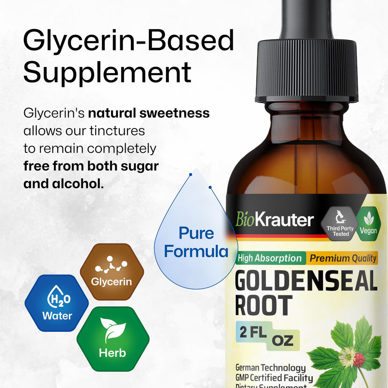[Australia] - Goldenseal Root Supplement Drops - Organic Goldenseal Tincture - Vegan, Alcohol & Sugar Free Liquid Extract - 2 Fl.Oz. 2 Fl Oz (Pack of 1) 