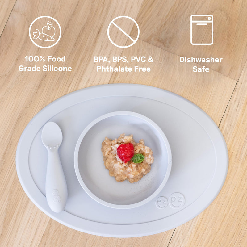 [Australia] - ezpz Tiny Bowl (Coral) - 6 Months+ - 100% Silicone Suction Placemat + Bowl for Infants - Fits All Highchair Trays - Baby-Led Weaning Supplies Coral 