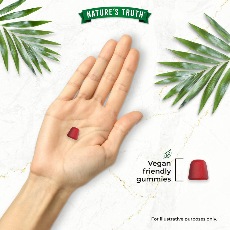 Hair, Skin, Nails Gummies | 5000µg Biotin, Vitamin C, E, Zinc, Iodine & More | Beauty Vitamins | for Women & Men | 60 Raspberry Gummies | Vegan | Nature's Truth